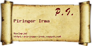Piringer Irma névjegykártya