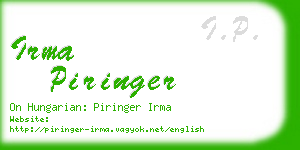 irma piringer business card